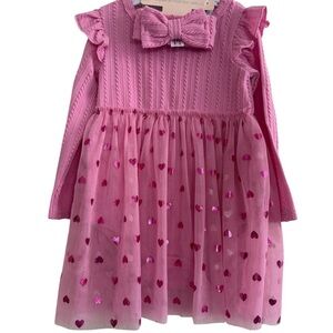 Madison Layne Pink Dress with Headband Tutu Skirt Long Sleeve Baby Girl Set 24M